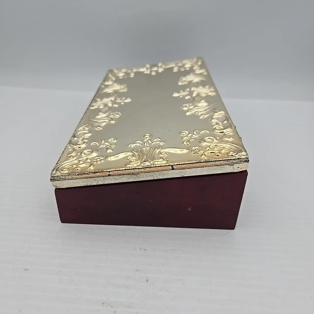 Godinger Silverplated Double Frame Cherry‎ Wood Jewelry/Memento Box